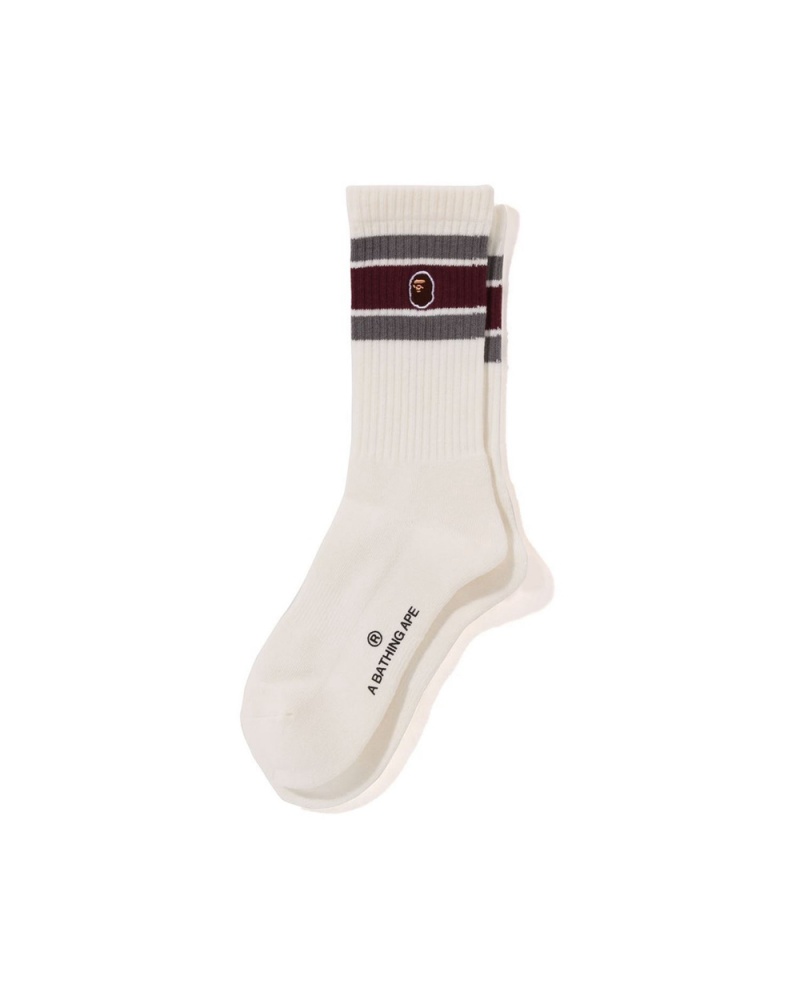 Chaussettes Bape Ape Head One Point Line Bordeaux Femme | LMJ-45288670